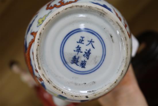 A Chinese doucai ewer and a blue and white vase